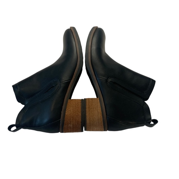 Korks Stacked Heel Leather Tea Black Ankle Bootie Shoes Womens Size 6M - Picture 4 of 8